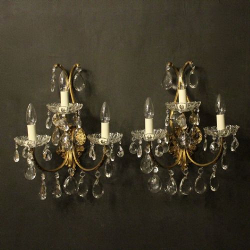 Italian Pair of Gilded Triple Arm Wall Lights795