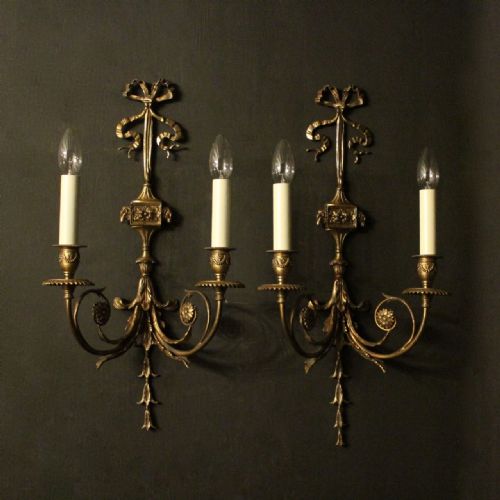 French Pair of Gilded Antique Wall Lights