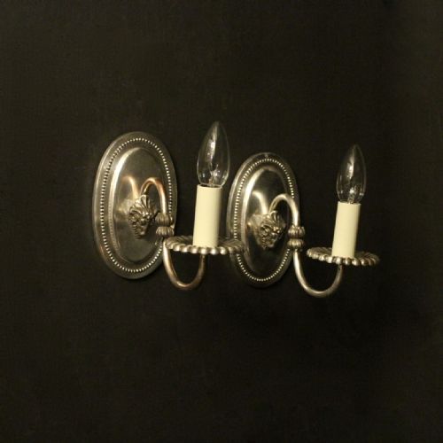 English Pair of Silver Single Arm Wall Lights