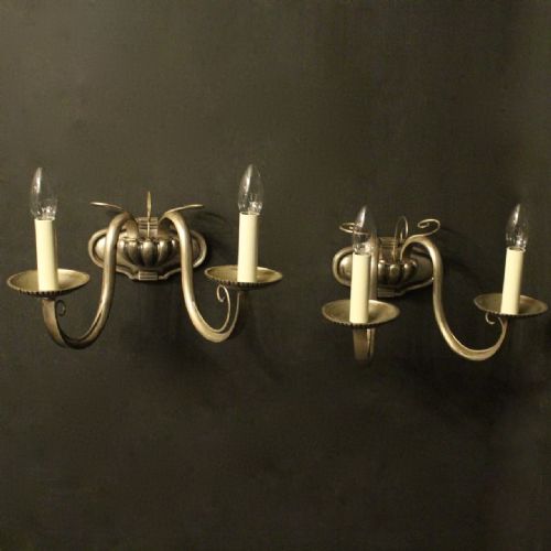 French Silver Plated Twin Arm Wall Lights