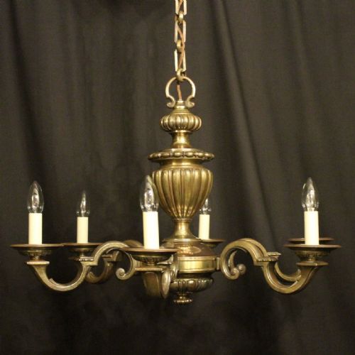 English Bronze 6 Light Antique Chandelier
