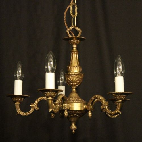 French Gilded Brass Five Light Chandelier
