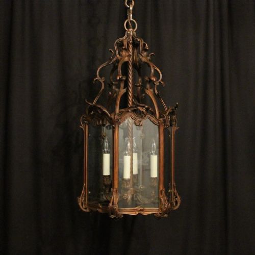 French Gilded Bronze Four Light Antique Lantern