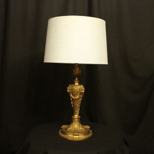 English Gilded Bronze Ram Headed Table Lamp