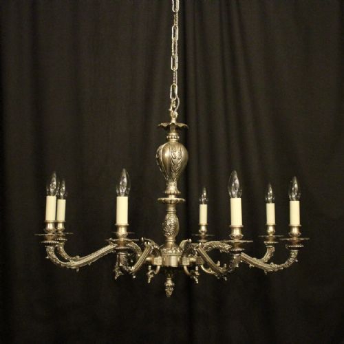 French Silver Gilded 8 Light Chandelier