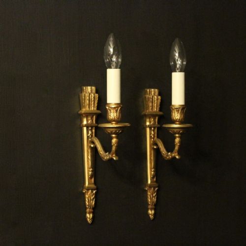 French Pair of Gilded Antique Wall Lights