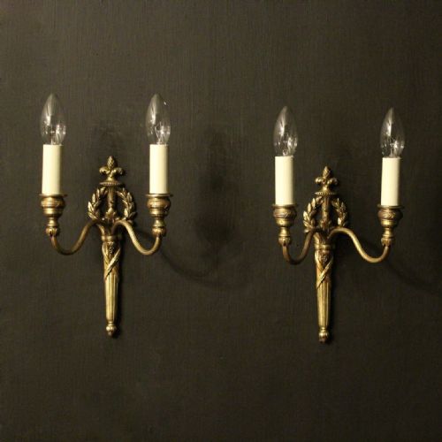 French Pair of Bronze Antique Wall Lights