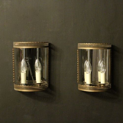 French Pair of Toleware Convex Half Lanterns