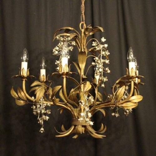 French Gilded Lily of the Valley Chandelier