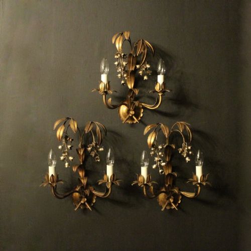 French Gilded Lily of the Valley Wall Lights