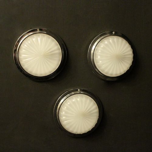 English Set of Three Single Light Chrome Light Fittings