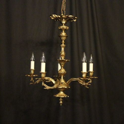 French Gilded Bronze 5 Light Chandelier