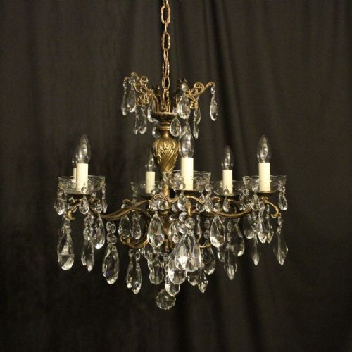 Italian Gilded & Crystal 6 Light Antique Chandelier