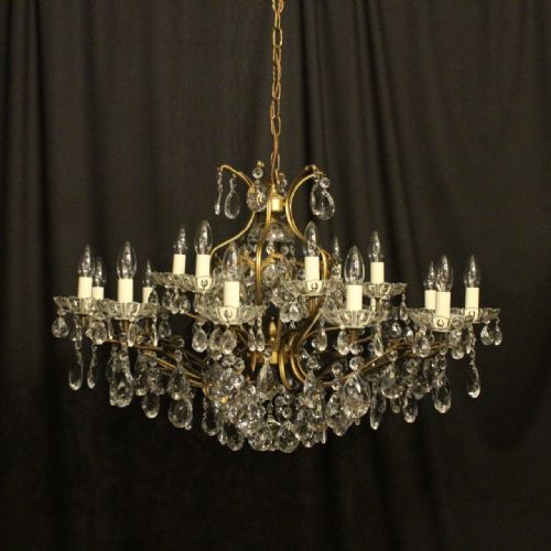Italian Gilded & Crystal 19 Light Antique Chandelier