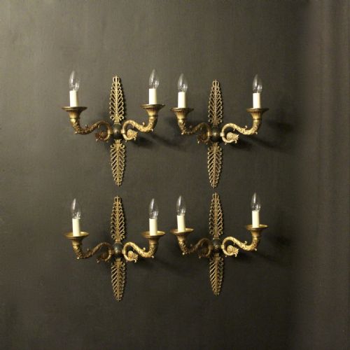 French Set of 4 Gilded Bronze Empire Bronze Antique Wall Lights