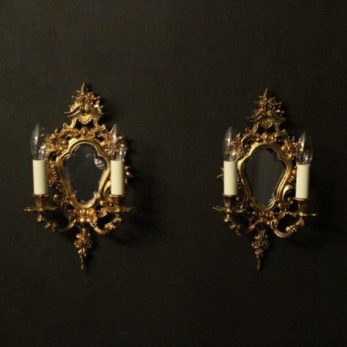 French Pair of Gilded Antique Twin Arm Girandoles