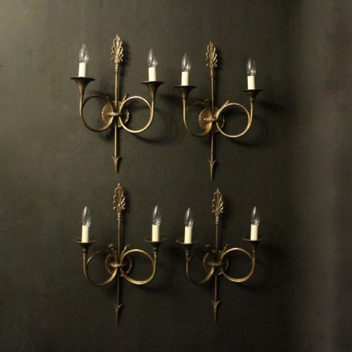 Spanish Set of 4 Gilded Brass Wall Lights