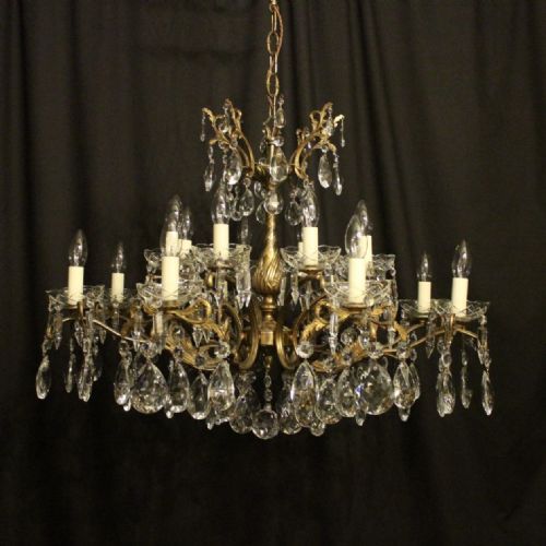 Italian Gilded & Crystal 16 Light Antique Chandelier