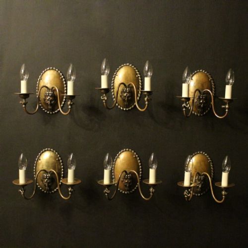 English Set of 6 Gasolier Antique Wall Lights