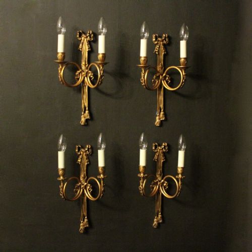 French Set of 4 Gilded Ribbon Wall Lights