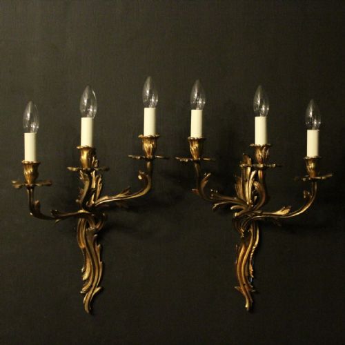French Pair of Gilded Antique Wall Sconces