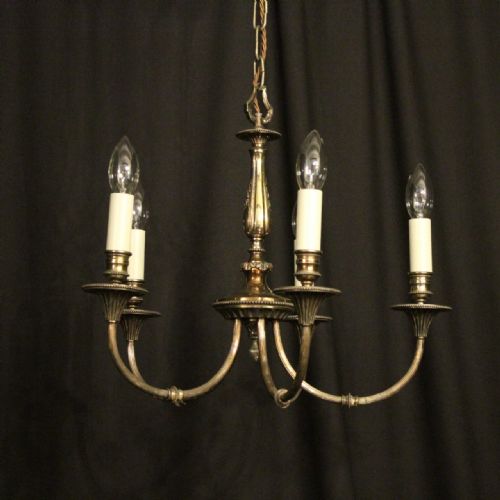 French Silvered Brass Five Light Chandelier