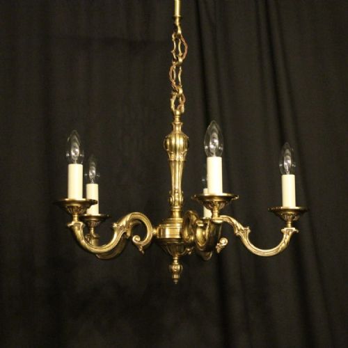 French Gilded Bronze 5 Light Chandelier