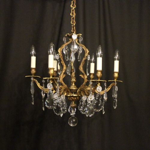 French Gilded 6 Light Antique Chandelier