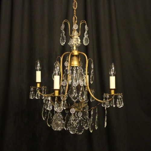 French Gilded Birdcage 5 Light Antique Chandelier