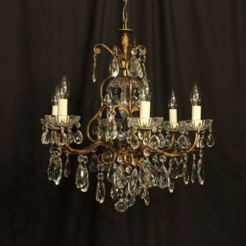 French Gilded Birdcage 7 Light Antique Chandelier
