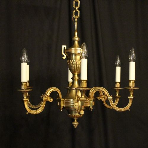French Gilded Bronze 6 Light Chandelier