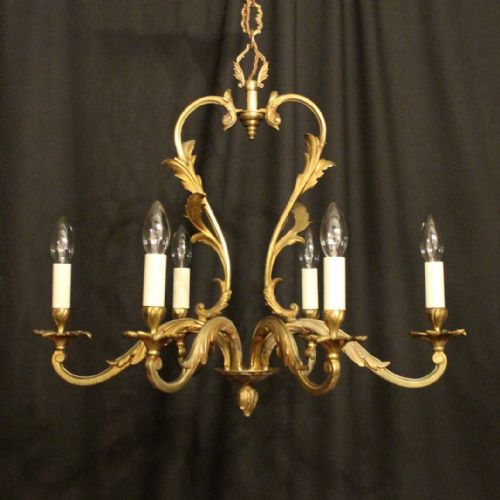 French Gilded 6 Light Antique Chandelier