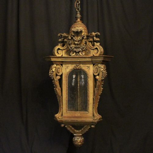 Italian Giltwood Triple Light Antique Lantern