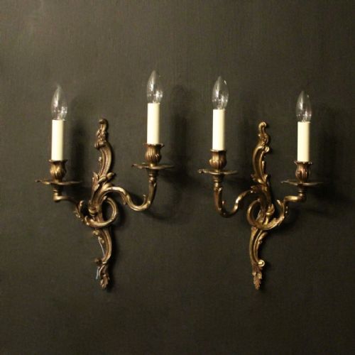 French Pair of Gilded Twin Arm Wall Lights
