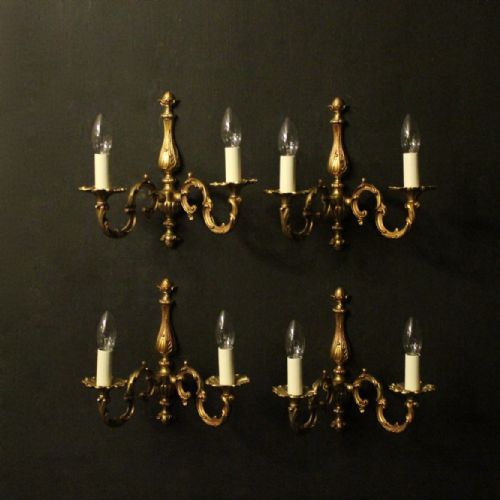 French Set of 4 Gilded Twin Arm Wall Lights