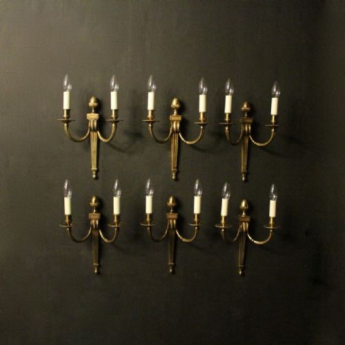 French Set of 6 Twin Arm Antique Wall Lights