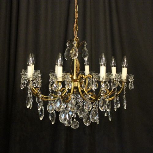 Italian Gilt & Crystal 8 Light Antique Chandelier