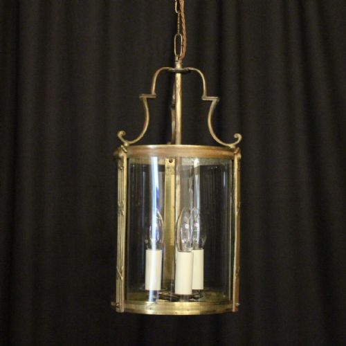 French Brass Convex Antique Hall Lantern