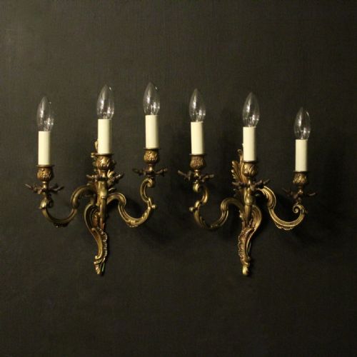 French Pair of Gilded Opposing Antique Wall Lights