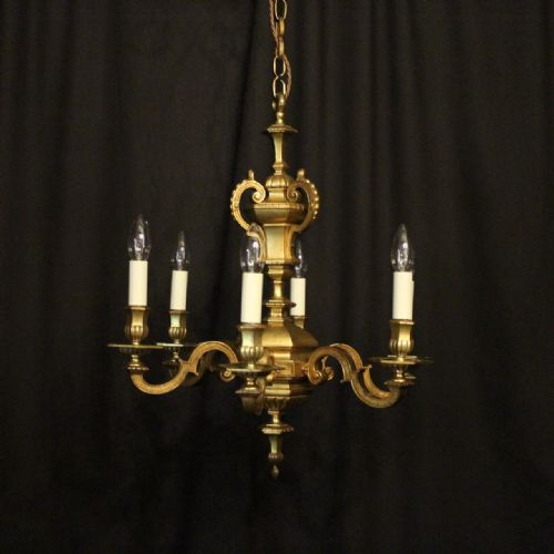 English Gilded Bronze Six Light Antique Chandelier