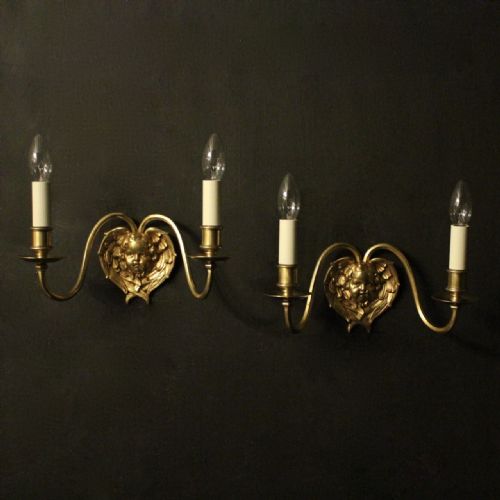 English Pair of Gilded Bronze Antique Wall Lights