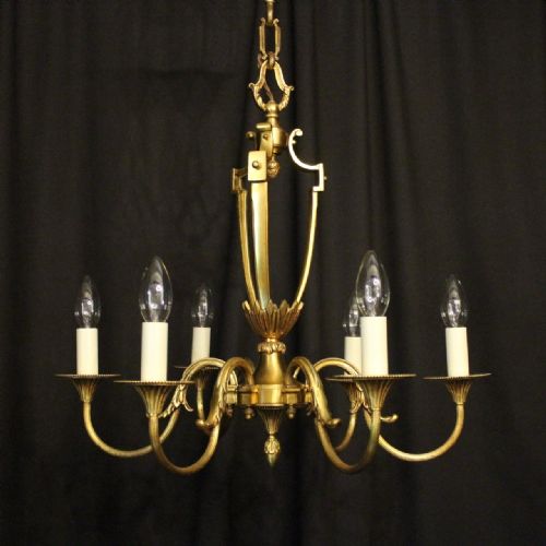 French Gilded Bronze 6 Light Chandelier