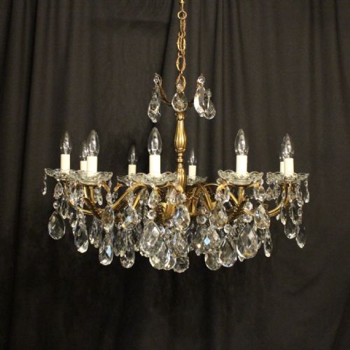 Italian Gilt & Crystal 10 Light Antique Chandelier