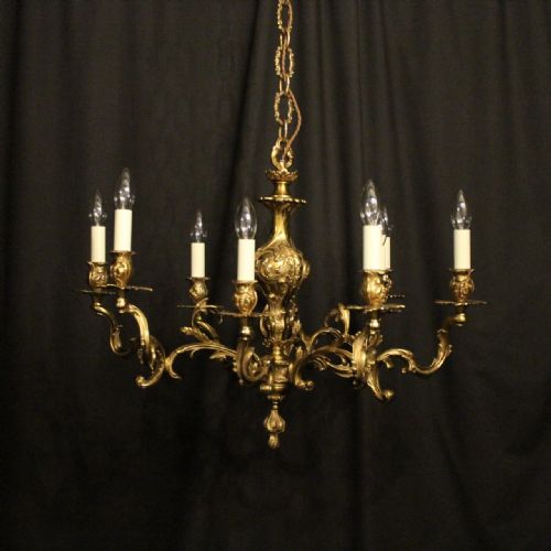 Italian Gilded Bronze 9 Light Antique Chandelier