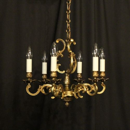 French Gilded Bronze 6 Light Chandelier
