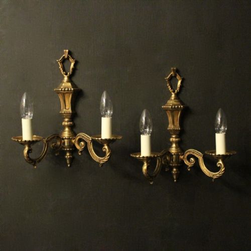 French Pair of Gilded Bronze Antique Wall Lights