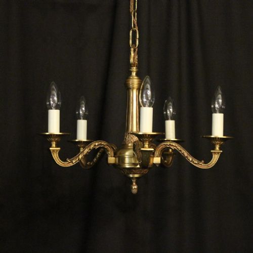 French Gilded Bronze 5 Light Chandelier