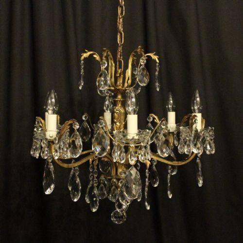 Italian Gilded Bronze 6 Light Antique Chandelier