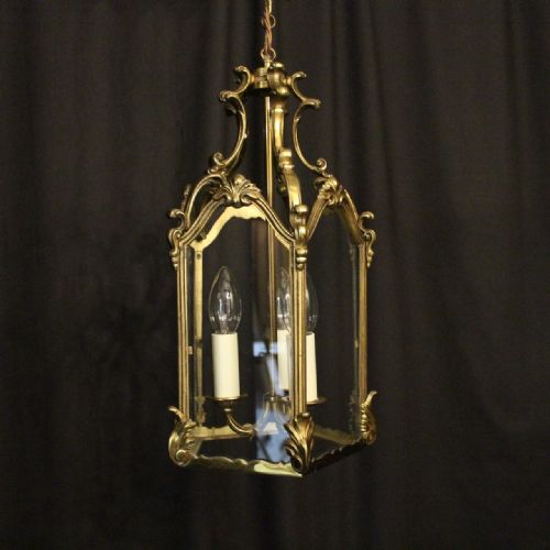 French Gilded Bronze Triple Light Hall Lantern