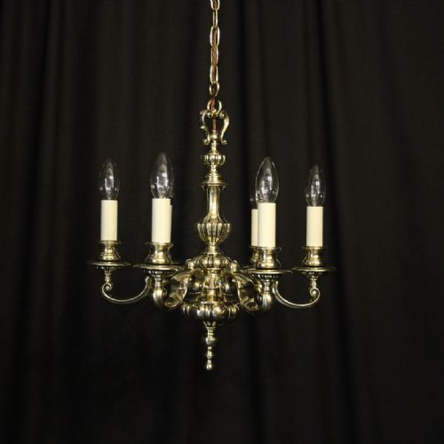 English Brass 6 Light Antique Chandelier